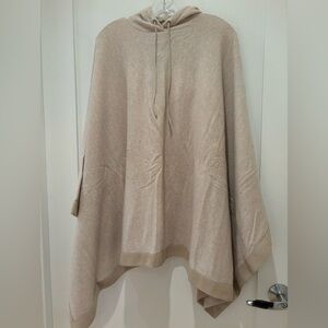 NWT RL Collection Hooded Cashmere & Suede Cape in Oatmeal color XS/S